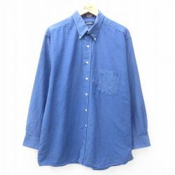 【50%OFF】XL★古着 ピューリタン 長袖 シャツ メンズ 00年代 00s 大きいサイズ ロング丈 ボタンダウン 薄紺 ネイビー 25mar12 中古 トップス