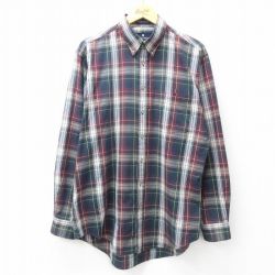 【50%OFF】XL★古着 長袖 シャツ メンズ 90年代 90s エンジ他 チェック 25mar12 中古 トップス