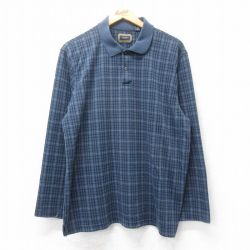 L★古着 アロー 長袖 ポロ シャツ メンズ 紺他 ネイビー チェック 25mar12 中古 トップス