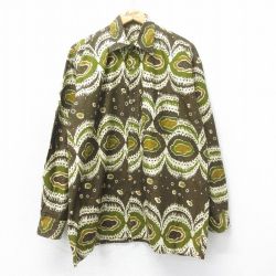 XL★古着 長袖 シャツ メンズ 総柄 こげ茶他 ブラウン 25mar12 中古 トップス