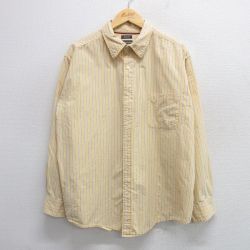 XL★古着 セントジョンズベイ 長袖 シャツ メンズ コットン 薄黄他 イエロー ストライプ 25mar13 中古 トップス