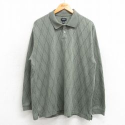 L★古着 バンヒューセン 長袖 ポロ シャツ メンズ 緑系他 グリーン 25mar13 中古 トップス