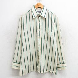 M★古着 アロー 長袖 シャツ メンズ 90年代 90s 薄ベージュ他 カーキ ストライプ 【spe】 25mar13 中古 トップス