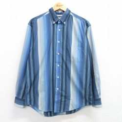 M★古着 ピューリタン 長袖 シャツ メンズ 00年代 00s ボタンダウン 紺他 ネイビー ストライプ 25mar14 中古 トップス