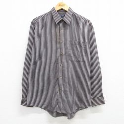 L★古着 ピューリタン 長袖 シャツ メンズ 00年代 00s 黒他 ブラック ストライプ 25mar14 中古 トップス