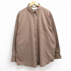 XL★古着 長袖 シャツ メンズ 00年代 00s 大きいサイズ ボタンダウン 茶 ブラウン 25mar15 中古 トップス