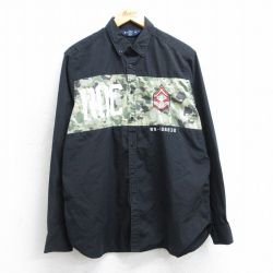 L★古着 長袖 シャツ メンズ ROC ボタンダウン 黒他 ブラック 25mar15 中古 トップス