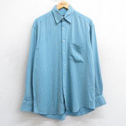 L★古着 長袖 シャツ メンズ 00年代 00s ボタンダウン 水色他 ストライプ 25mar15 中古 トップス