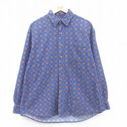 XL★古着 長袖 シャツ メンズ 00年代 00s 青他 ブルー 25mar17 中古 トップス