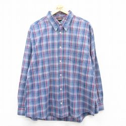 XL★古着 ルート66 長袖 シャツ メンズ 00年代 00s コットン 青他 ブルー チェック 25mar17 中古 トップス