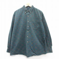 【50%OFF】XL★古着 長袖 シャツ メンズ 00年代 00s 大きいサイズ コットン 濃緑他 グリーン 25mar17 中古 トップス