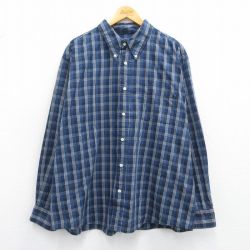 XL★古着 ベーシックエディションズ 長袖 シャツ メンズ 00年代 00s 紺系 ネイビー チェック 25mar17 中古 トップス
