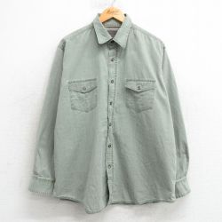 XL★古着 セントジョンズベイ 長袖 シャツ メンズ コットン 薄緑 グリーン 25mar19 中古 トップス