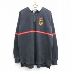 XL★古着 長袖 ラガー シャツ メンズ 90年代 90s ドイツ コットン USA製 黒系他 ブラック 25mar22 中古 トップス