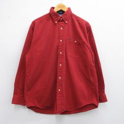 L★古着 長袖 シャツ メンズ 00年代 00s コットン ボタンダウン 赤 レッド 25mar22 中古 トップス