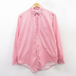 M★古着 マルボロ 長袖 ビンテージ シャツ メンズ 60年代 60s コットン ボタンダウン 赤他 レッド チェック 【spe】 25mar22 中古 トップス