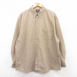 XL★古着 ルート66 長袖 シャツ メンズ 00年代 00s 大きいサイズ コットン ボタンダウン ベージュ他 カーキ チェック 【spe】 25mar22 中古 トップス