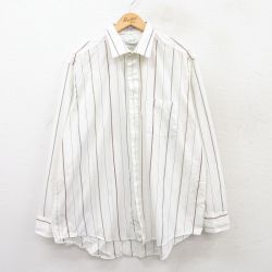 【50%OFF】XL★古着 バンヒューセン 長袖 シャツ メンズ 90年代 90s 大きいサイズ USA製 白他 ホワイト ストライプ 25mar24 中古 トップス