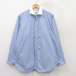 XL★古着 長袖 シャツ メンズ 薄紺他 ネイビー ストライプ 25mar24 中古 トップス