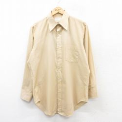L★古着 アロー 長袖 シャツ メンズ 90年代 90s ロング丈 ベージュ カーキ 25mar26 中古 トップス
