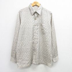 XL★古着 長袖 シャツ メンズ 薄ベージュ系他 カーキ 25mar26 中古 トップス