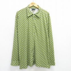 XL★古着 長袖 シャツ メンズ 90年代 90s 大きいサイズ USA製 黄緑他 【spe】 25mar26 中古 トップス