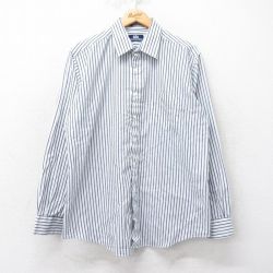 XL★古着 長袖 シャツ メンズ 00年代 00s 白他 ホワイト ストライプ 25mar26 中古 トップス
