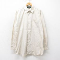 XL★古着 長袖 シャツ メンズ 00年代 00s 大きいサイズ ロング丈 ベージュ カーキ 25mar26 中古 トップス