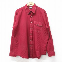 XL★古着 キャンパス 長袖 シャツ メンズ 80年代 80s 大きいサイズ エンジ 25mar26 中古 トップス