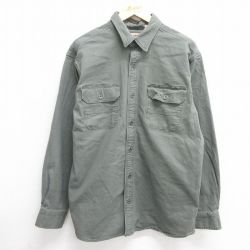 XL★古着 レッドヘッド 長袖 シャツ メンズ ダック地 緑系 グリーン 25mar28 中古 トップス