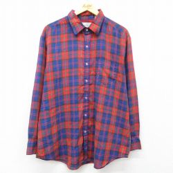 【50%OFF】XL★古着 長袖 シャツ メンズ 大きいサイズ 赤他 レッド チェック 25mar29 中古 トップス