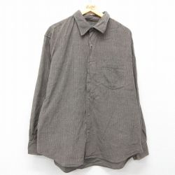 XL★古着 長袖 シャツ メンズ コーデュロイ 大きいサイズ ロング丈 コットン 茶系 ブラウン 25mar29 中古 トップス