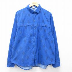 XL★古着 長袖 シャツ メンズ 90年代 90s コットン 青他 ブルー 25mar29 中古 トップス