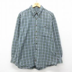 XL★古着 ウールリッチ WOOLRICH 長袖 シャツ メンズ 大きいサイズ コットン ボタンダウン 緑他 グリーン チェック 25mar29 中古 トップス