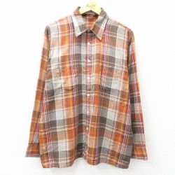 【50%OFF】XL★古着 バンヒューセン 長袖 シャツ メンズ 80年代 80s 茶他 ブラウン チェック 25mar31 中古 トップス