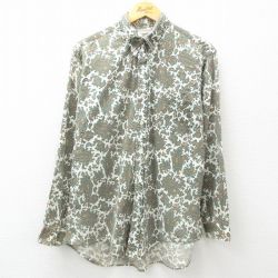 XL★古着 長袖 シャツ メンズ ペイズリー柄 コットン 緑他 グリーン 25mar31 中古 トップス