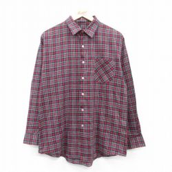 【50%OFF】XL★古着 長袖 シャツ メンズ 90年代 90s USA製 赤他 レッド チェック 25mar31 中古 トップス