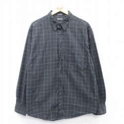 XL★古着 セントジョンズベイ 長袖 シャツ メンズ コットン 濃グレー チェック 25mar31 中古 トップス