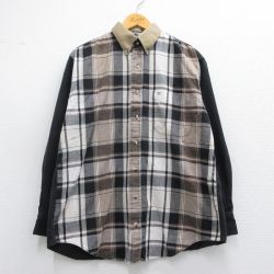 L★古着 長袖 シャツ メンズ 90年代 90s DC コットン ボタンダウン USA製 黒他 ブラック チェック 【spe】 25mar31 中古 トップス