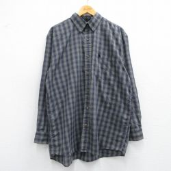 XL★古着 長袖 シャツ メンズ 90年代 90s ボタンダウン 紺他 ネイビー チェック 25mar31 中古 トップス