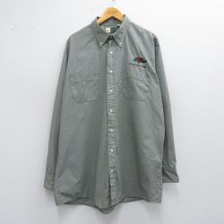 XL★古着 Wear Guard 長袖 シャツ メンズ 00年代 00s Hoffman 大きいサイズ ロング丈 ボタンダウン 緑他 グリーン チェック 25mar31 中古 トップス