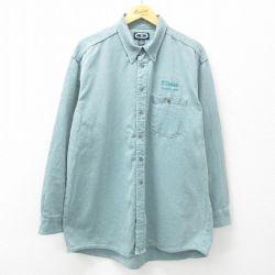 【50%OFF】XL★古着 長袖 シャツ メンズ 00年代 00s 大きいサイズ ロング丈 コットン ボタンダウン 薄紺 ネイビー 25apr01 中古 トップス