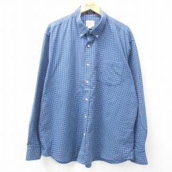 XL★古着 セントジョンズベイ 長袖 シャツ メンズ 大きいサイズ ボタンダウン 紺他 ネイビー チェック 25apr01 中古 トップス
