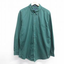 L★古着 長袖 シャツ メンズ コットン ボタンダウン 緑 グリーン 25apr02 中古 トップス