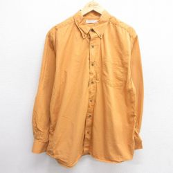 【50%OFF】L★古着 長袖 シャツ メンズ ボタンダウン 黄系 イエロー 25apr02 中古 トップス