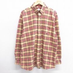 XL★古着 長袖 シャツ メンズ 90年代 90s 20X ベージュ他 カーキ チェック 25apr02 中古 トップス