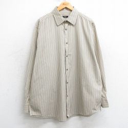 【50%OFF】長袖シャツ カーキストライプ XL | 古着