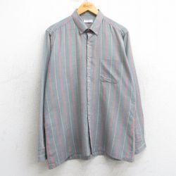 L★古着 長袖 シャツ メンズ 90年代 90s ボタンダウン グレー他 ストライプ 25apr03 中古 トップス