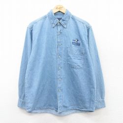 L★古着 長袖 シャツ メンズ GETTYSBURG ボタンダウン 紺 ネイビー デニム 25apr09 中古 トップス