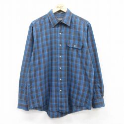 【50%OFF】XL★古着 長袖 シャツ メンズ 90年代 90s 紺他 ネイビー チェック 25apr09 中古 トップス